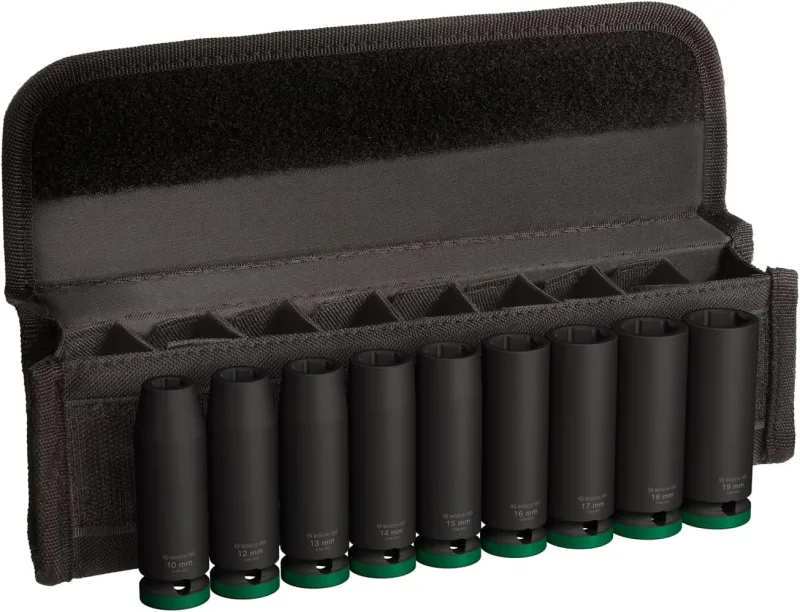 Bosch Pro Impact 9 Piece Socket Set 83 x 36 mm Professional Accessories for Drill and Screwdriver