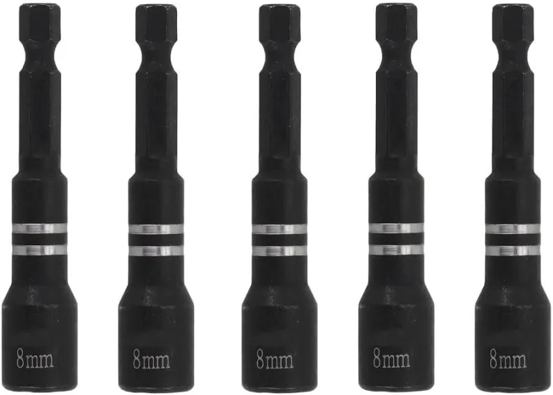 Juego de 5 llaves hexagonales magnéticas de 8 x 65 mm para taladro eléctrico y destornillador neumático, uso en bricolaje y trabajo profesional
