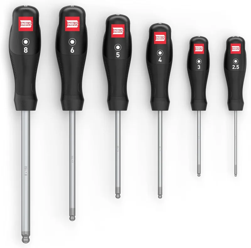 INBUS 79863 Screwdriver Set 6pz, 2.5-8 mm, with Ball Head & HybridTouch