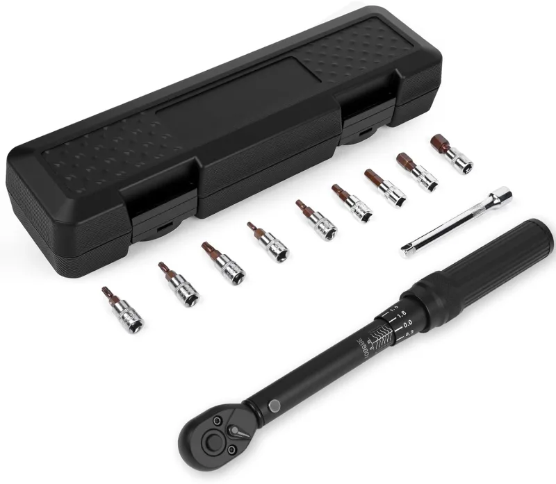 2-24 Nm Bicycle Torque Wrench, 1/4" Torque Wrench, ±3% Error Accuracy, 72 Chave Torque with Extensions, Sockets and Adapters