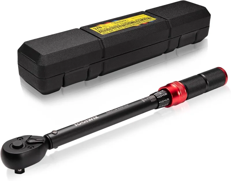 Toolwiz Llave Dinamométrica de 3/8", 6.8-61 Nm/5-45 Ft-Lb Llave de Torque, Precisión ±3%, Cabezal Reversible de 72T Llave Dinamométrica para Coche, Camión, Moto