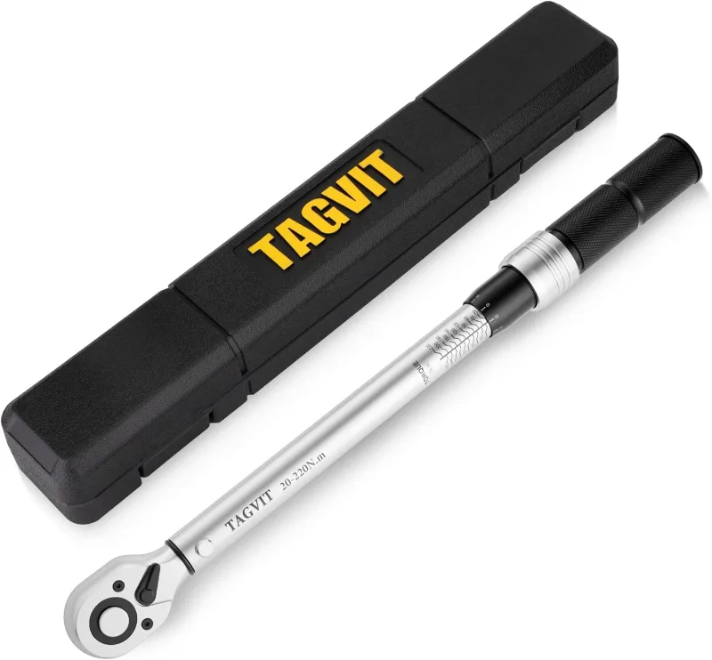 Llave Dinamométrica 1/2", ±3% Alta Precisión, 20-220 Nm Llave Dinamométrica para Motocicletas Coche y Camión