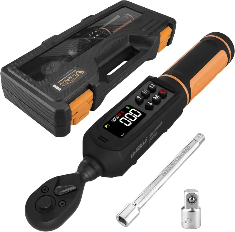 1/4 Digital Torque Wrench, 1.1-22.1 ft-lb/1.5-30 Nm Range, Electric Torque Wrench with Dual Direction Ratchet, ±2% Accuracy with Vibration, Buzzer and Alert