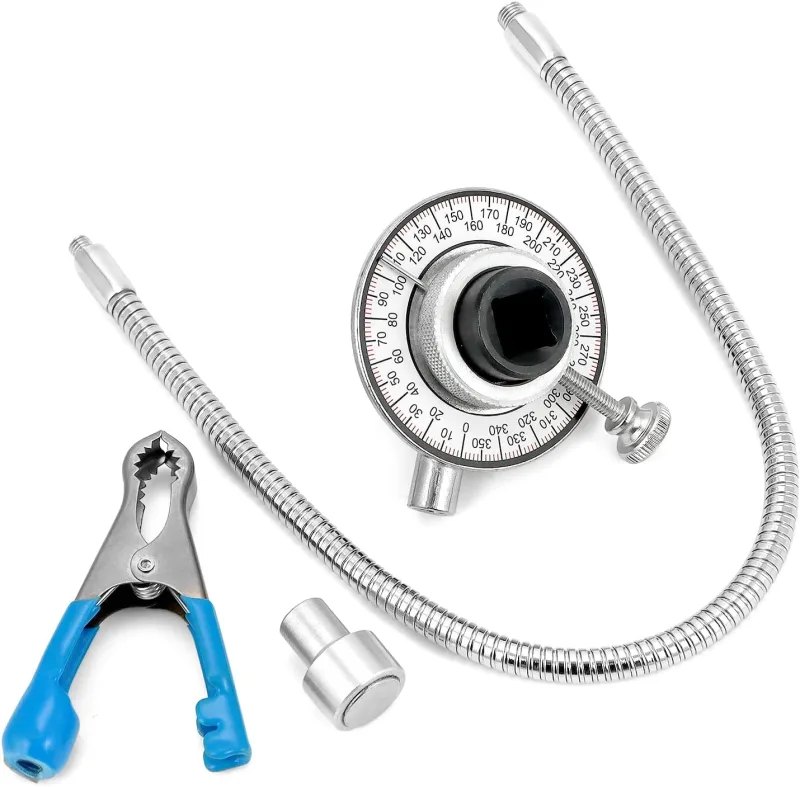 QWORK® Goniometro Llave Dinamometrica 1/2" Goniómetro de Imantado, Medidor de ángulo de Torsión para Llave de Torque