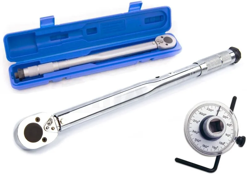 JOMAFA Llave dinamometrica 1/2 28-210 Nm con certificado de calibracion y GONIOMETRO medidor de angulo