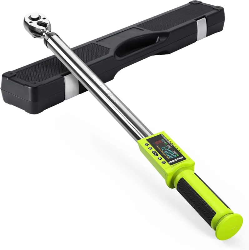 Robustrue 1/2" 340.Nm Digital Torque Wrench, ±2% Accuracy, Electronic Torque Wrench with Buzzer and LED, 500 Memory Positions and 10 Presets for Bike, Motorcycle, Car