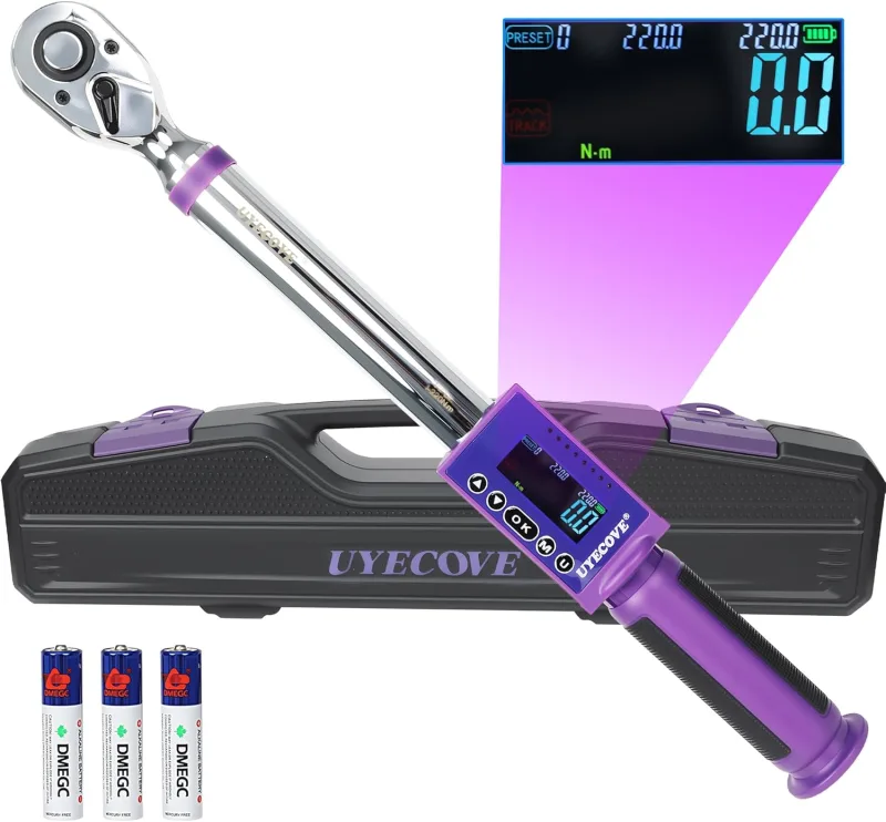 1/2 Digital Torque Wrench, 11-200N.m, ±2% High Accuracy Digital Torque Wrench, Vibration, Buzzer and LED Alert