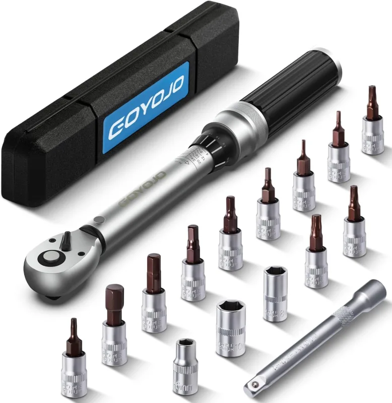 Torque Wrench 2-24Nm, High Accuracy ± 3%, 1/4" Drive with Bidirectional Adjustment and 72 Teeth Mechanism for Bicycles, Motorcycles, DIY Projects and Light Vehicles