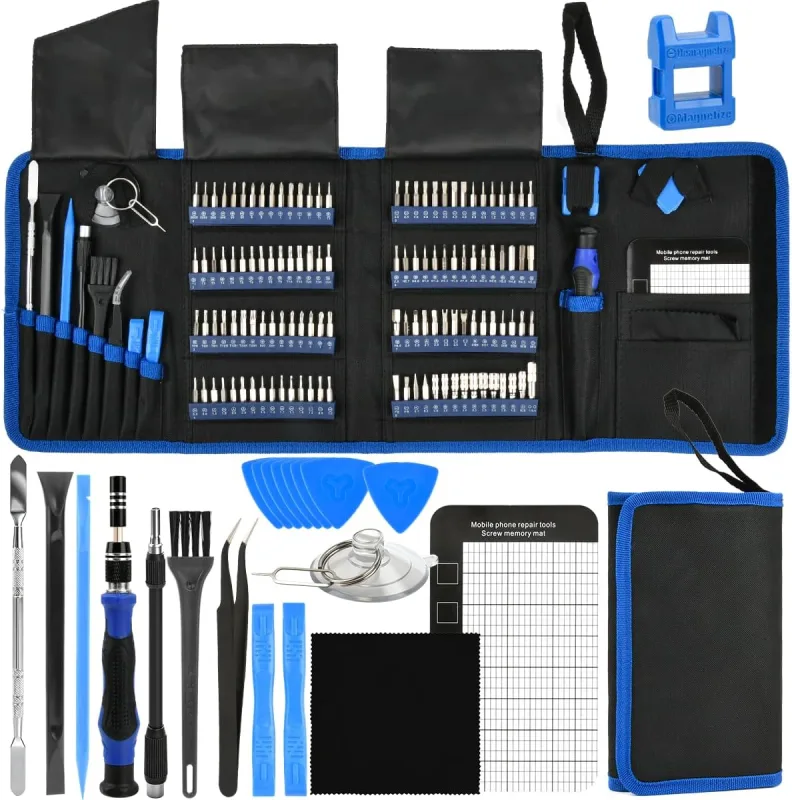 142 en 1 Juego Destornilladores Precisión con Kit de Herramientas de Reparación Magnética de 120 Puntas, Juego de Destornilladores de Precisión para Móviles, Computadora, Laptop, PC, Tableta