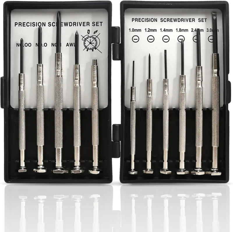 11 Piezas Juego de Destornilladores de Precisión Destornilladores Mecánicos de Precisión Destornillador Gafas Destornilladores Pequeños para Relojes Gafas Reparación de Interruptores de Computadora