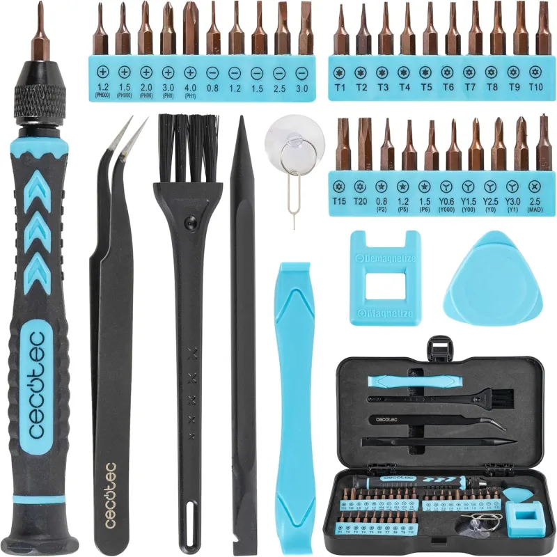Cecotec Destornillador Manual PrecissionGyro 100 Set, Kit de Precisión 39 piezas, Multiples Puntas Incluidas, Maletín ultracomopacto, Magnetizador de puntas