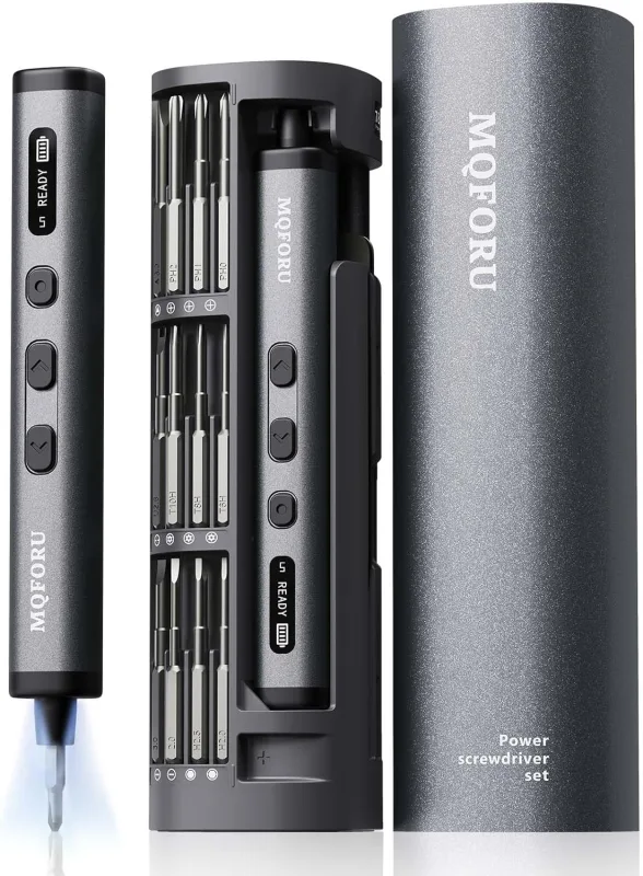 MQFORU Mini Destornillador Eléctrico, 78 en 1 Juego de Destornillador Precisión con 72 Puntas Magnéticas, 5 Ajustes de Torque, Pantalla LED, para Trabajo de Precisión Teléfono Reloj Cámara