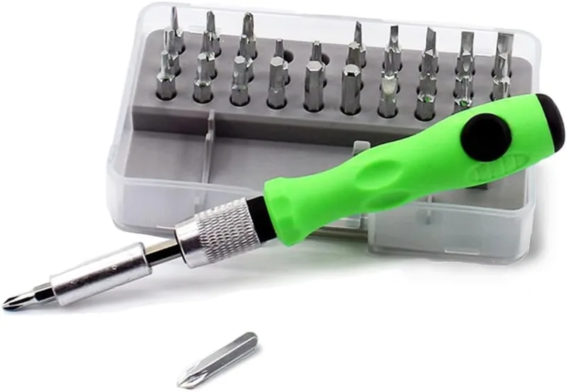 Juego de Destornilladores de Precisión Magnéticos 32 en 1 – Kit de Herramientas para Reparar Gafas, Relojes, Móviles y Electrónica.