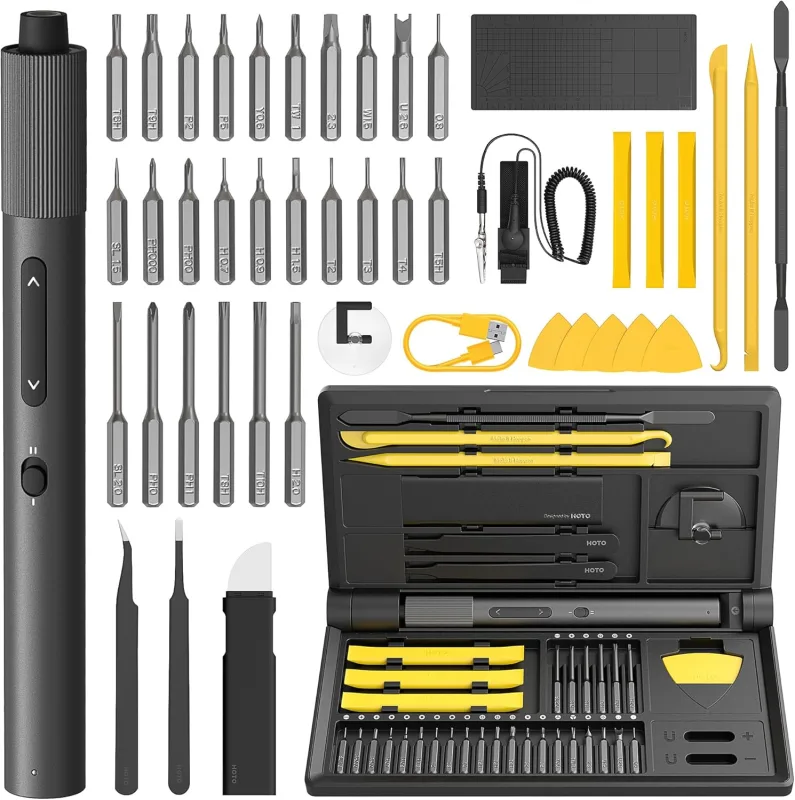 HOTO Precision Screwdriver Set, Professional 48 in 1 Screwdriver Kit, Mini Electric Screwdriver with LED Light, for Repair Mobile Phone, Tablet, PC, Watches