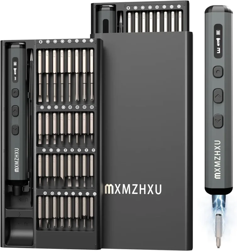 Electric Screwdriver, 68 in 1 Precision Electric Screwdriver with 64 Magnetic Tips, 4 LED Lights Precision Screwdriver Kit for Laptops, Phones, Glasses, Keyboards, Watches