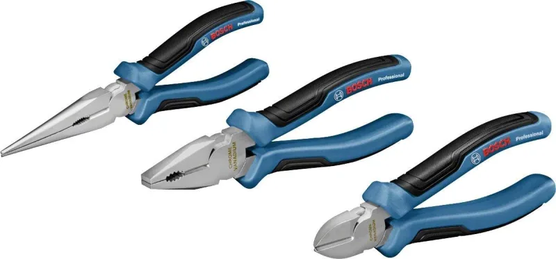 Bosch Professional - Juego de 3 alicates (160 mm/180 mm/200 mm)