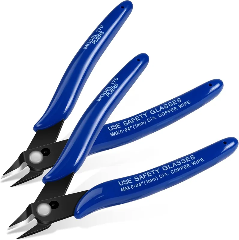 Ainiv Alicates de Corte Diagonal, 2PCS Azul Cortador Lateral con Estuche Protector, Cortador de Alambre Para Electricista, Precisión de Corte Lateral