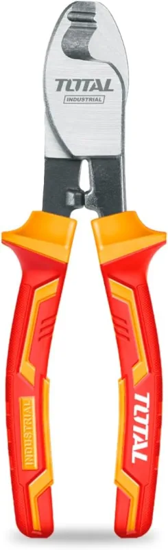 TOTAL - Alicate Aislado Cortacables - Cromo Vanadio - Certificado VDE - Ideal para Electricistas y Proyectos Eléctricos - Medidas: 160 mm