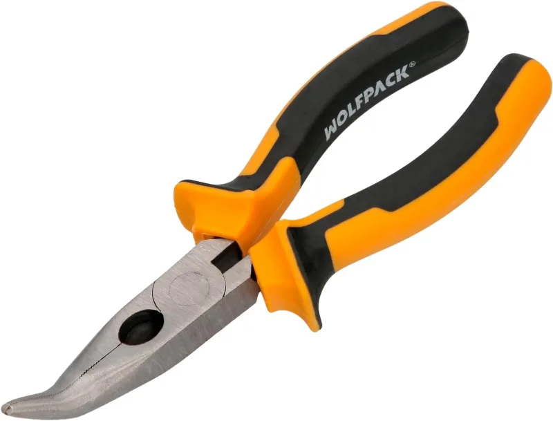 WOLFPACK LINEA PROFESIONAL Pliers Boca Curva 150 mm. Steel DIN 5745 Curved Nose Pliers, Long Bend Mouth Pliers,