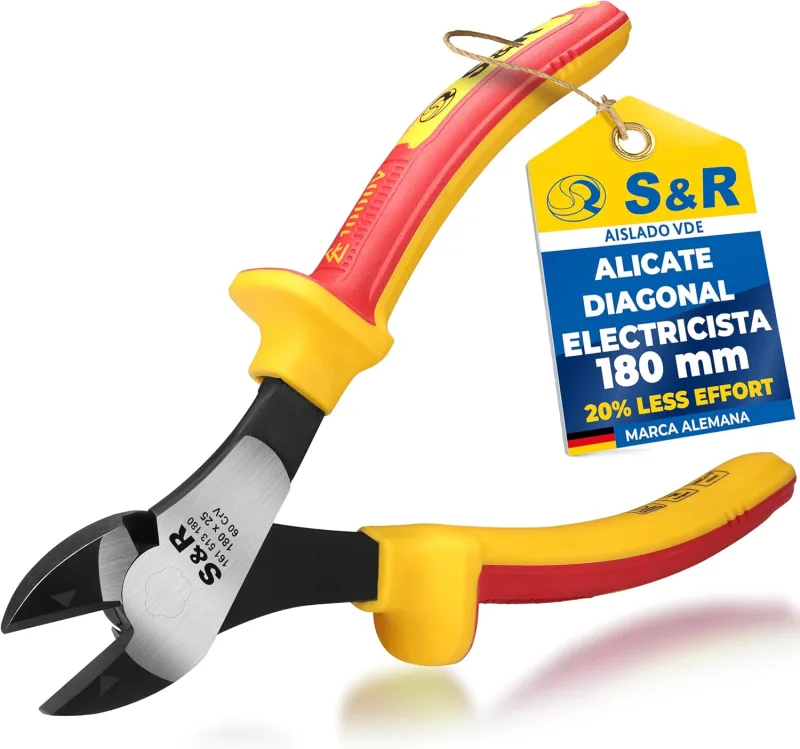 S&R Diagonal Cutting Pliers – Electric Scissors 180 mm VDE-series – 1000 V Phosphated Chrome Vanadium Steel