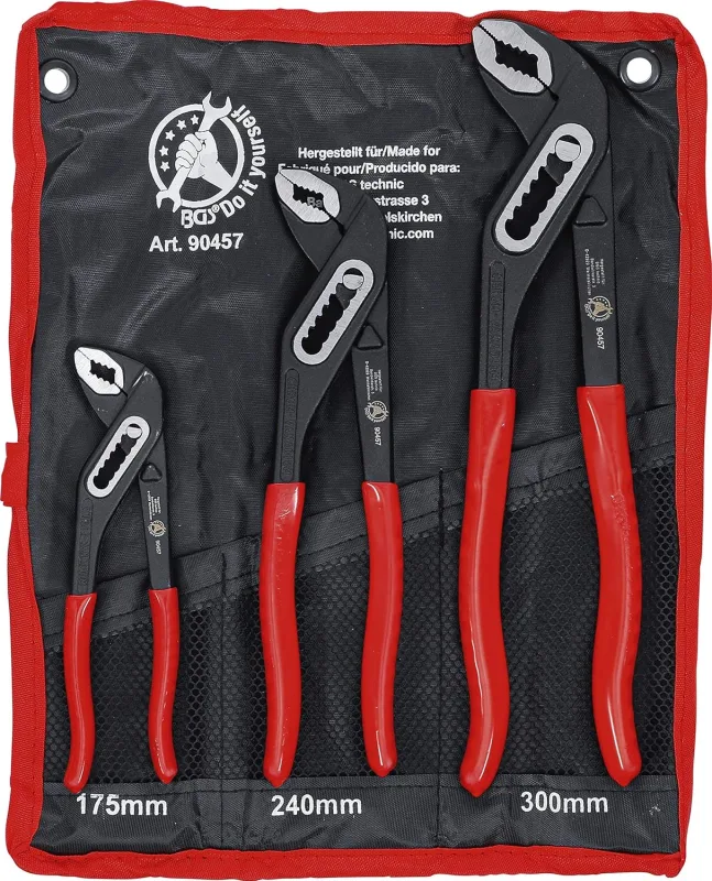 BGS Diy 90457, Juego de tenazas pico de loro, 175 / 250 / 300 mm, 3 piezas