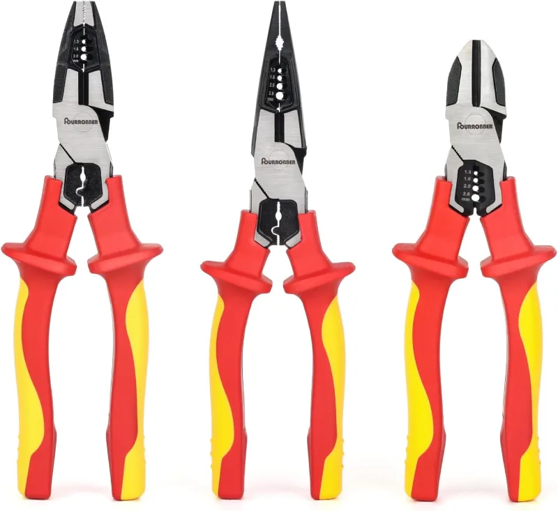 Juego de alicat VDE 60CrV, 3 piezas, alicates universales, cortador lateral, asas aisladas, certificado VDE, 1000 V