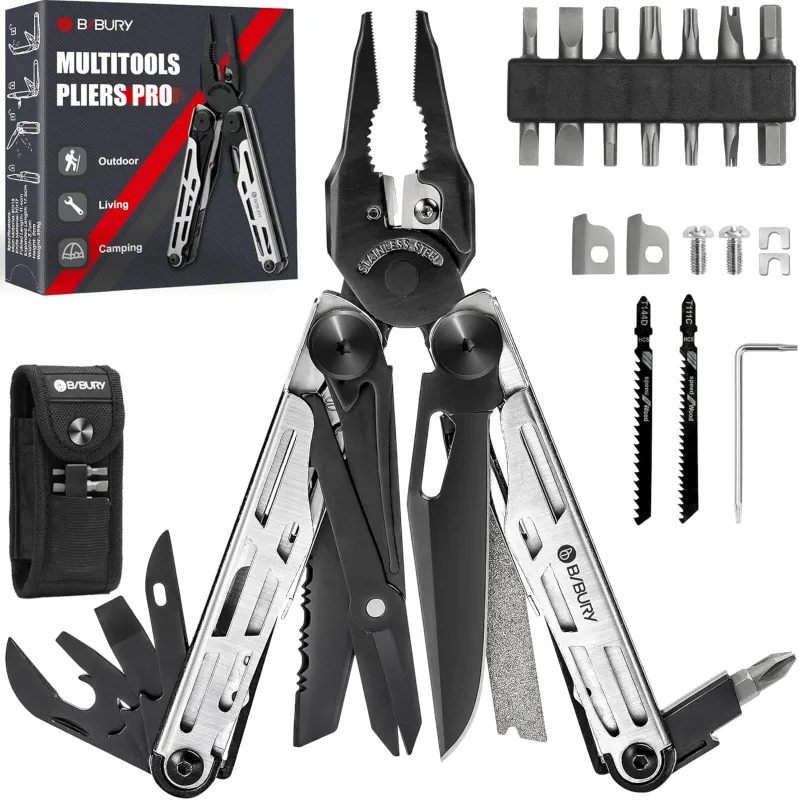 Bibury Multitools, Multitool Folding Pliers with Upgraded Scissors and Screwdriver Set, Professional Stainless Steel Multi-Tools, Ideal for Camping, Outdoor,