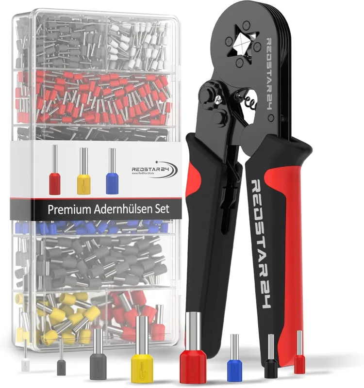 RedStar24 Crimping Pliers Electrical Terminals – Kit of 1800 Electrical Tips – [0.25-10 mm²] – Self-Adjusting – Electrical Terminal Pliers – Ideal for Electricians and DIY