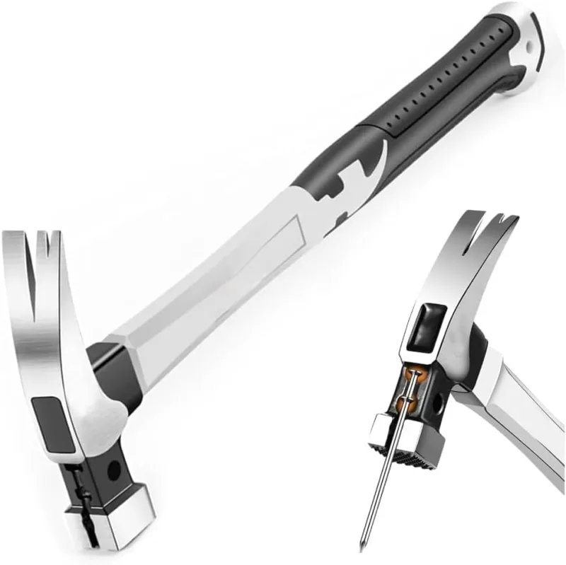 Formwork Hammer, 13oz Claw Hammer, Carbon Steel Handle, Automatic Magnetic Nail Suction, High Strength Hammer for Carpentry