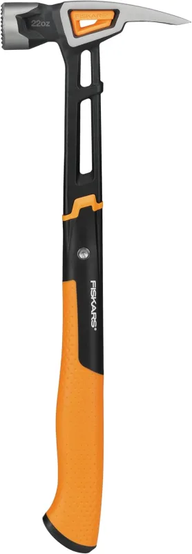 Fiskars 1020216 IsoCore XXL Formwork Hammer, for nailing nails, 41 cm, 1 kg, Orange/Black