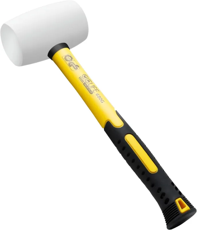 CCLIFE Martillo de Goma Mazo de Goma de Doble Cara Certificado por TÜV y GS Para Suelos y Azulejos de Superficie Blanda Blanco 24oz 680g Blanco