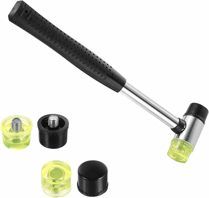 Martillo de Goma 25 mm Nylon Martillo con 4 Cabezas de Martillos Mazo de Doble Cabeza para Cuero Madera Plástico Bricolaje