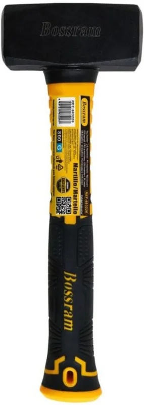 EasySpeed Mason Pot, Anti-Vibration Construction Hammer, Mallet with Ergonomic Fiberglass Handle for Works, Repairs and Professional Use, Black and Yellow (27 x 9 x 4 cm)