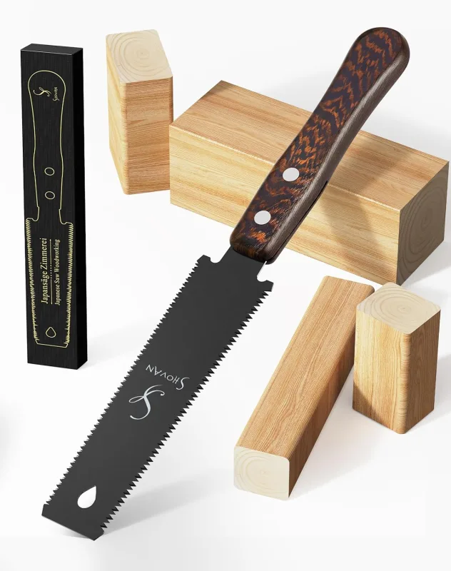 Ryoba Japanese Hand Saw - SK5 Double Edge Flexible Blade (12/17 Teeth Per Inch) Flush Cut Japanese Wood Saw Precision Tool for Woodworking Model Making DIY