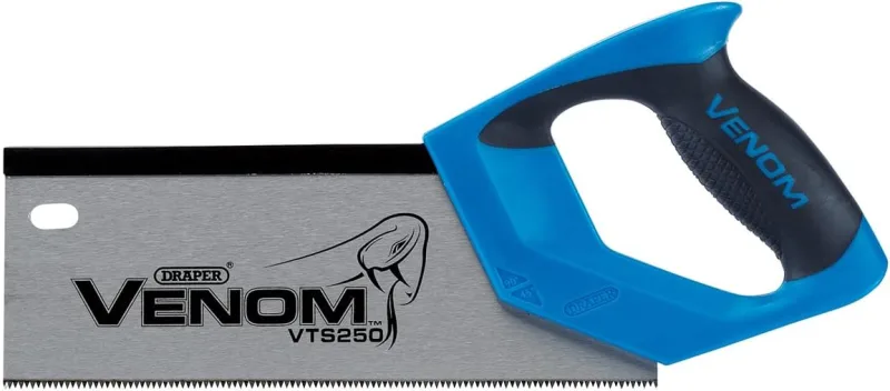 Draper Venom 12 PPI Tenon Saw | Double Ground Hand Saw | 250mm Blade Length | Hand Tool Wood Saw | 82199