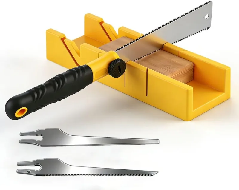 Miter Box Set, 4 Pieces, Miter Box with Japanese Saw for Wood, 3 Cutting Angles, Ergonomic Handle, Manual Cutter for Woodworking, DIY