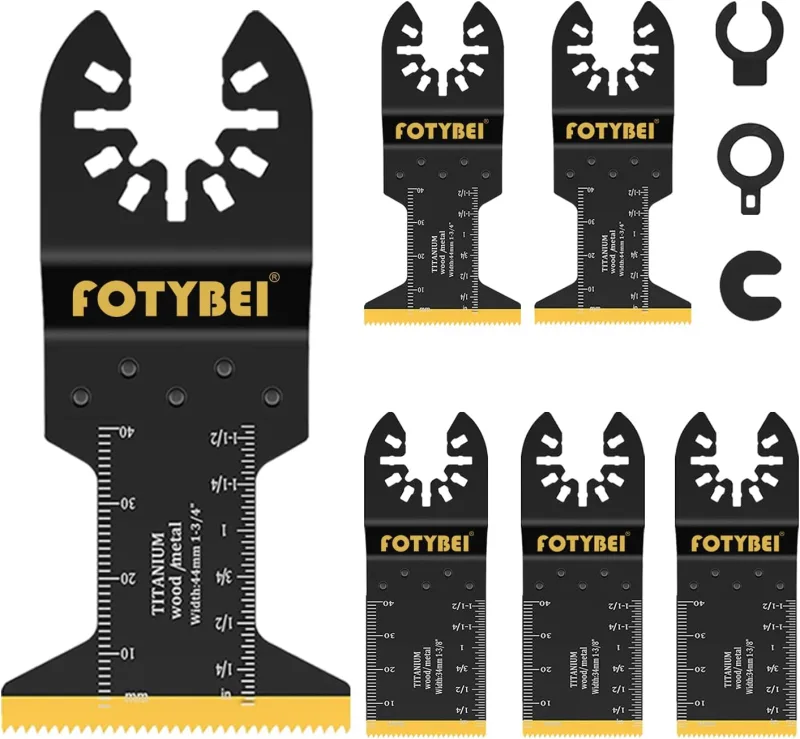 Hojas de Sierra Oscilante de Titanio, 5 Piezas Cuchillas Multiherramienta Oscilante Accesorios para Madera Plástico Metal, Compatible con Dewalt Makita Parkside Black&Decker y más