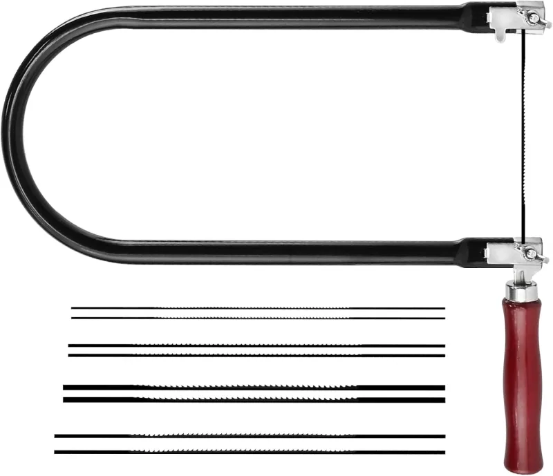 Juego de sierra de calar con 8 hojas de sierra (4-10 TPI) - Mini sierra en U para madera, metal y plástico, sierra fina de precisión para modelismo, manualidades y bricolaje