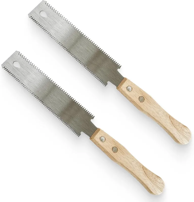 2PCS Japanese Ryoba Manual Traction Saw Small Hand Saw for Fine Wood Cuts, Ideal for DIY