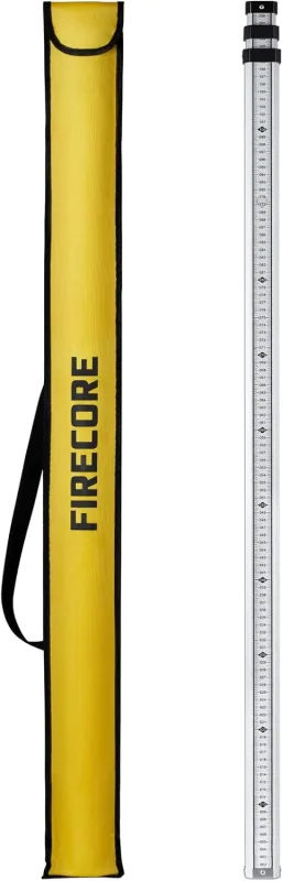 Firecore Telescopic Measuring Rod, 3 m Measuring Ruler, Aluminum Measuring Rod for Laser Level and Rotary Level, Telescopic in 3 Sections, cm/mm Scale