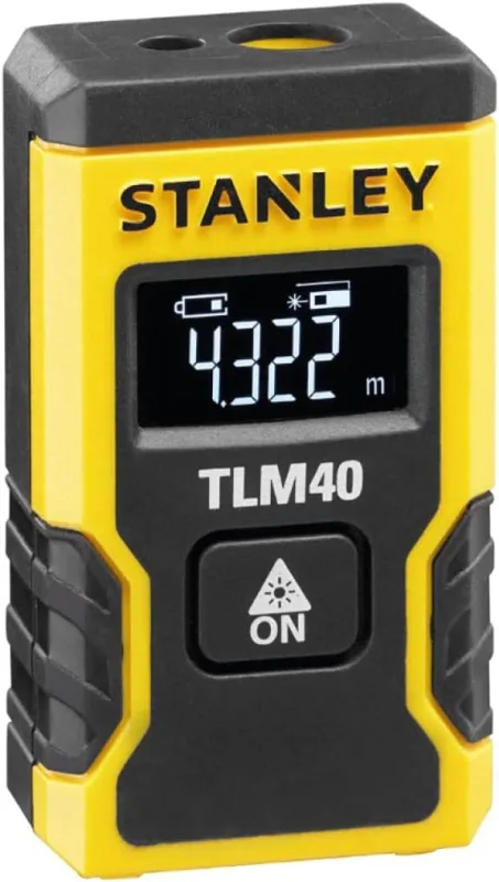 STANLEY Medidor Láser de Bolsillo TML40, Rango hasta 12m, Carga USB, batería de Litio Interna, Pantalla de Visibilidad, precisión +/-6mm@10m, diseño Compacto, STHT77666-0