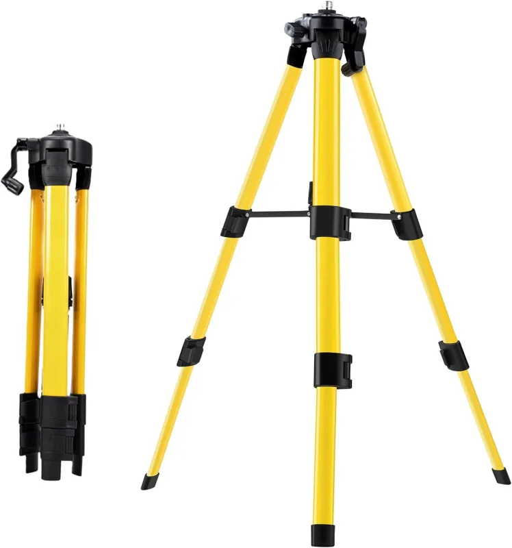 Tripod for Laser Level, Three Section Adjustable Stand, Telescopic Tripods for Laser Meters (Height: 38–100 cm, Thread: 5/8")