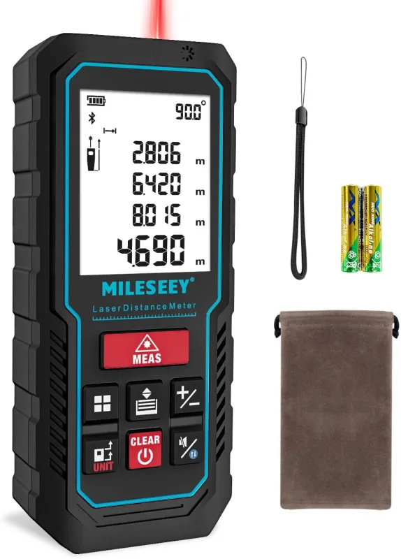 MILESEEY Telémetro Láser 70M con Aplicación de Teléfono, Grabar Datos+Plano de Planta 2D Medidor Láser de Distancia de Precisión de ± 2 mm, Sensor de Ángulo Electrónico
