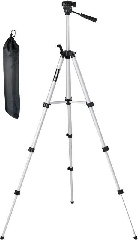 Original Einhell Telescopic Tripod for Laser Measuring Equipment (Accessories for Measuring Equipment, Height Adjustable 37 cm - 110 cm, Transport Height 37 cm with Bag, 1/4 Inch Thread)