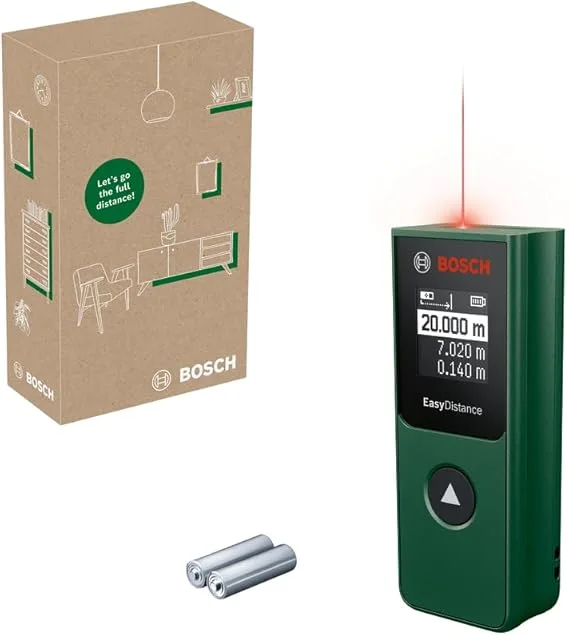 Bosch medidor láser EasyDistance 20 (medición fácil y precisa de hasta 20 m, tamaño de bolsillo, control de un solo botón, en caja para E-Commerce)
