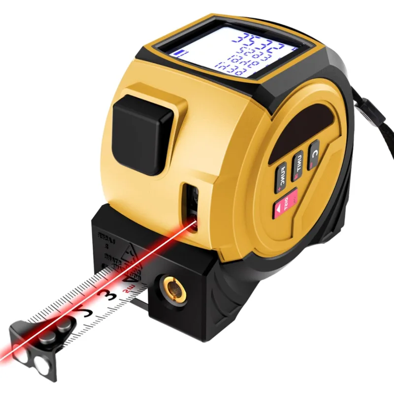 Laser Tape Meter, 3 in 1 Laser Distance Meter 40 m and Tape Measure of 5 m, Digital Meter for Distance Area Volume and Pythagoric Measurement