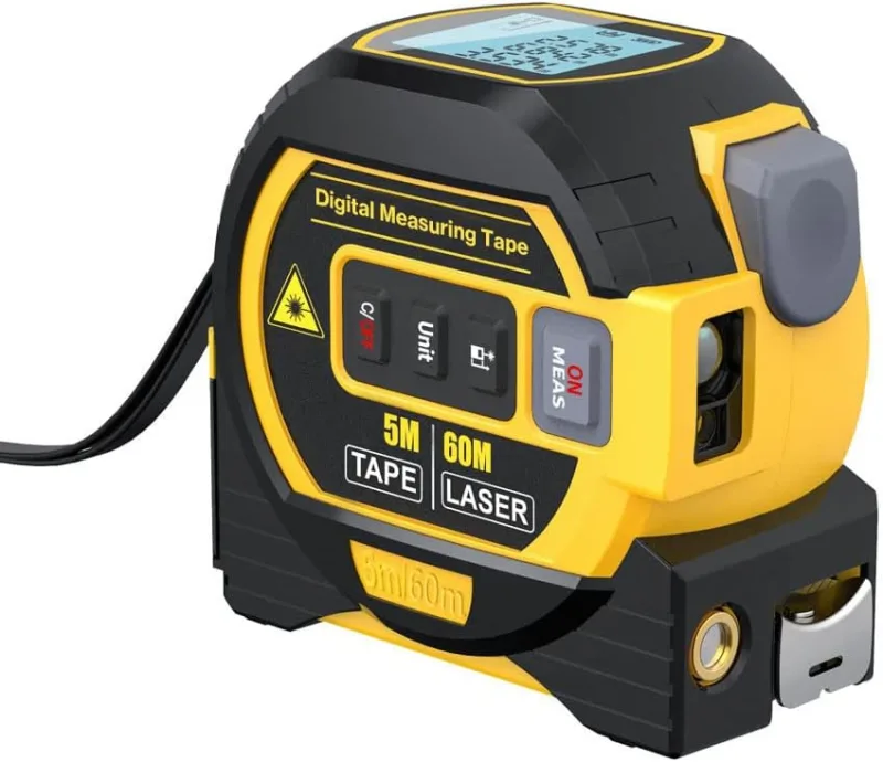 Geevorks Laser Tape Measurement Laser Rangefinder 60m 3 in 1 Distance Regulator LCD Display with Backlight