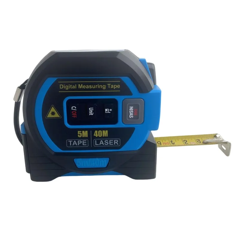 Laser Rangefinder: 3 in 1 Laser Tool Cross Line and 5m Tape Measure Distance 0-40m Calculates Area, Volume, Trigonometry and More (Blue)