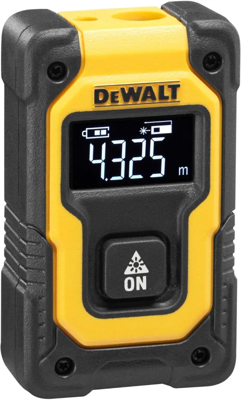 DeWalt DW055PL-XJ Pocket Distance Meter, Measures up to 16 m, USB Charging, Black/Yellow