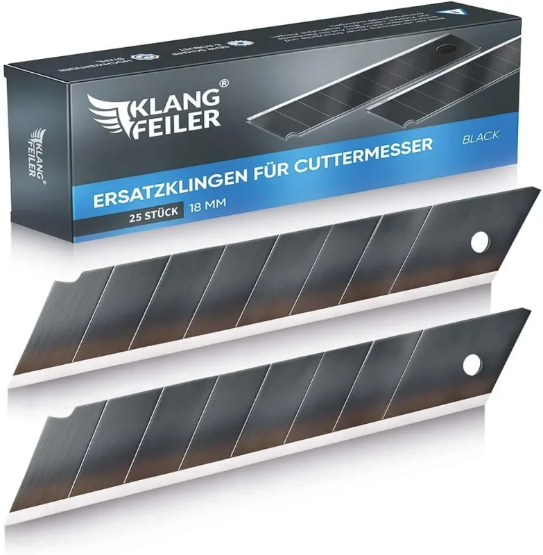 Klangfeiler® 25 Cutter Blades - 18 mm - Black - Weeding Blade - Professional Knife